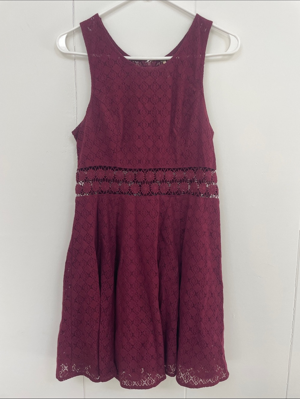 Free People Burgundy Lace Fit & Flare Dress
